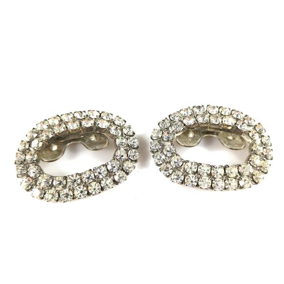 Vintage Wedding Shoe Clips, Rhodium Plated, 1950s MUSI Clear Rhinestones - Picture 2 of 10